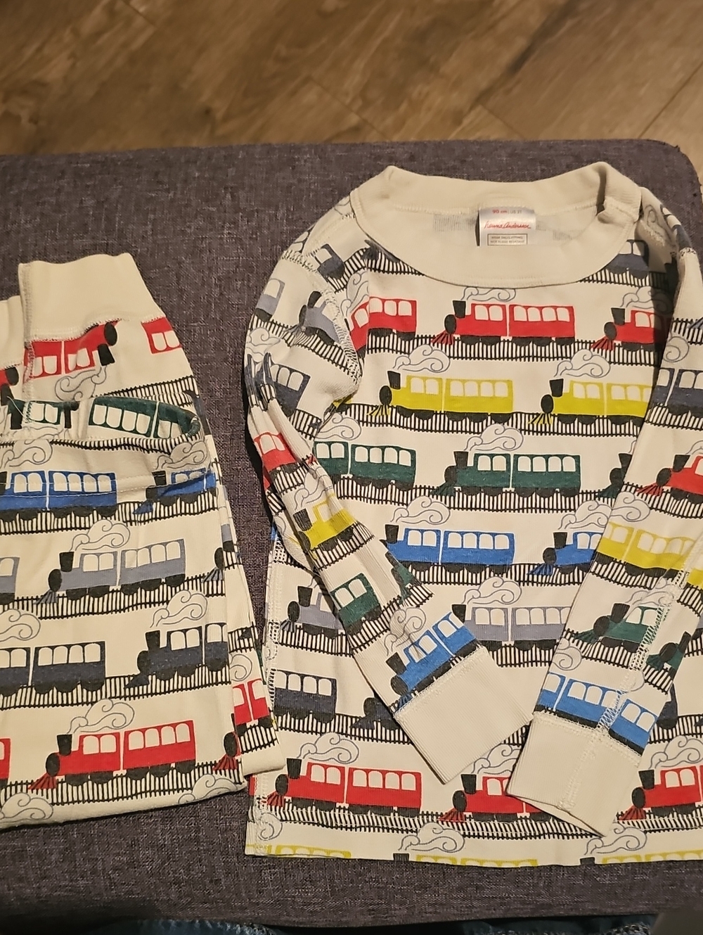Hanna Andersson Pajama Set  Train Print  Size 3t Boy Girl Toddler 100% Cotton